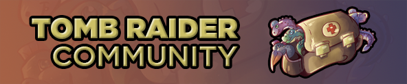 Tomb Raider Community logo by NondescriptMidnight features a large medipack bursting with plush dinosaurs.